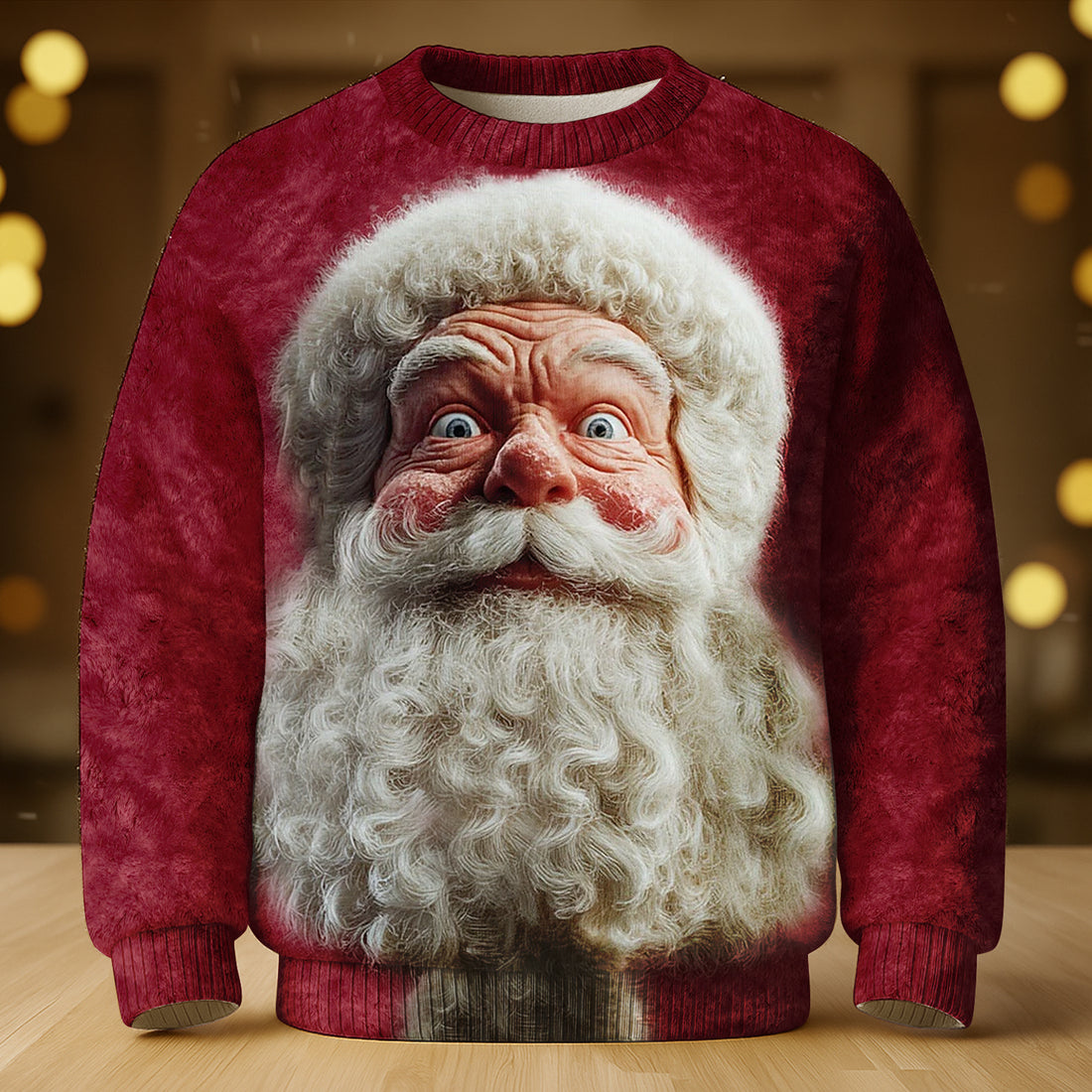 Santa Claus Face Funny Holiday Vintage Print Ugly Sweater, Christmas Golf Shirt, Golf Sweater