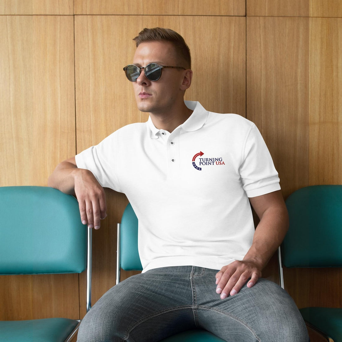 Turning Point USA Men's Golf Tops, Men's Patriotic Golf Shirts, Embroidery Polo Golf Shirts For Men