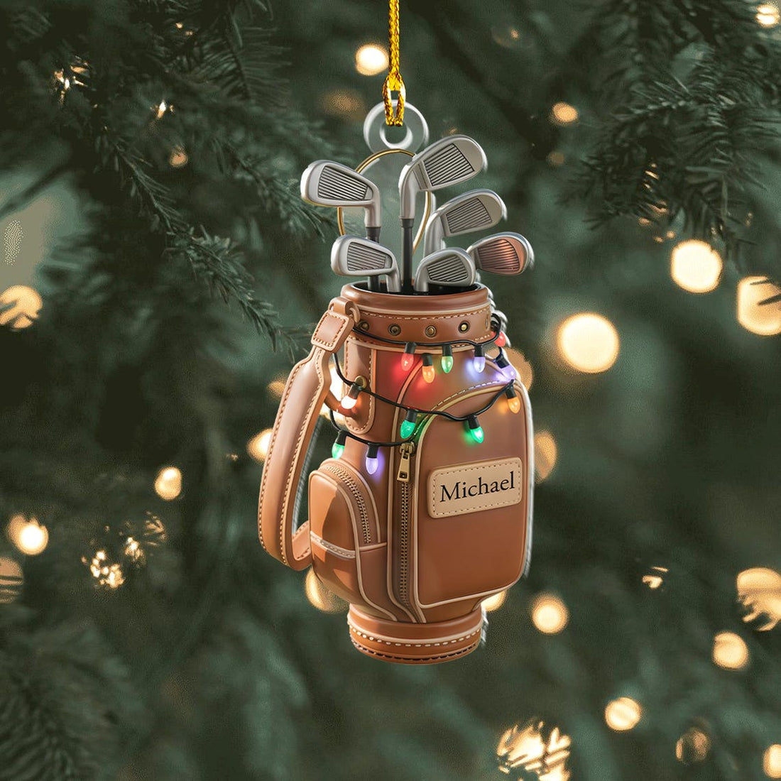 Personalized Golf Bag Xmas Ornament, Golf Keychain, Golf Accessories, Christmas Golf Gift