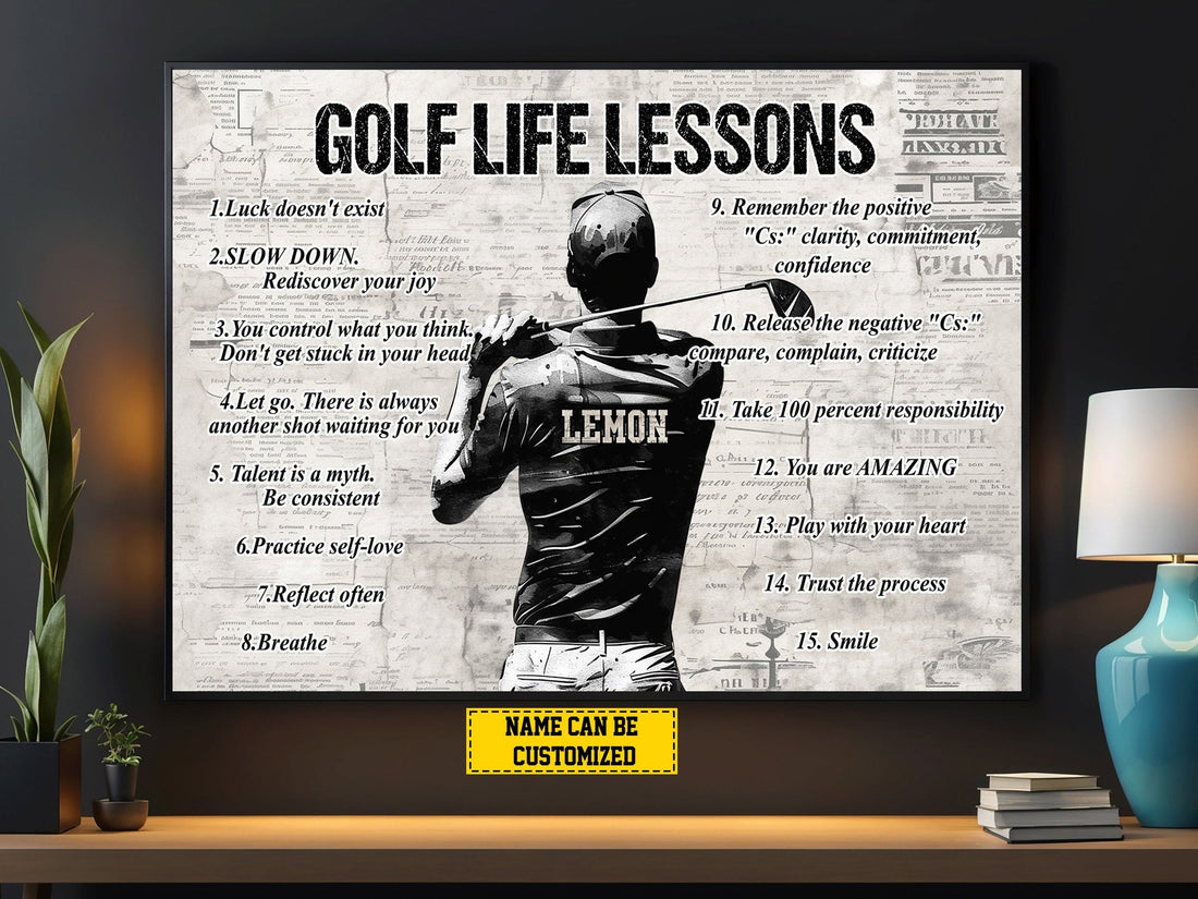 Golf Life Lessons Personalized Canvas Print, Golf Gift For Man, Golf Decor