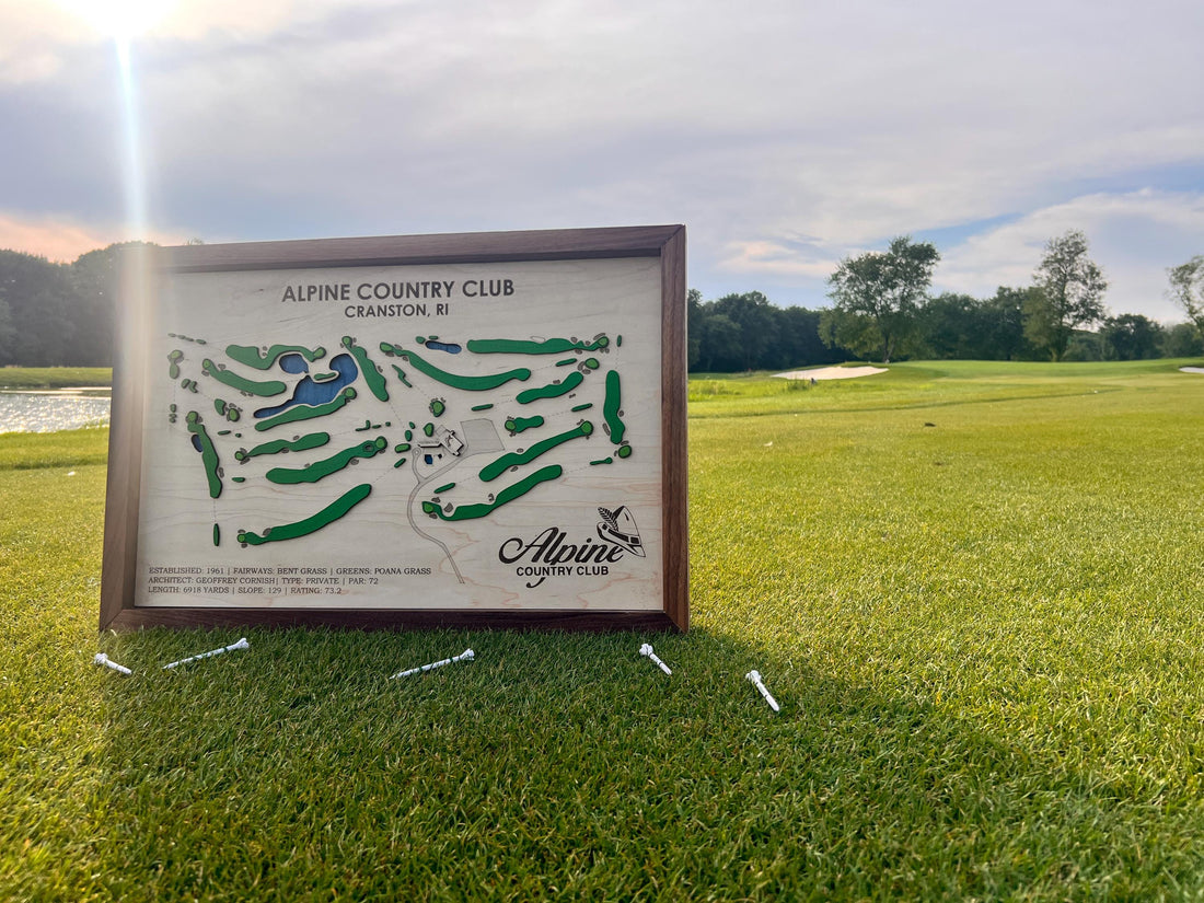 Alpine Country Club Custom Golf Course Map, Golf Art, Gifts For Golf Lovers