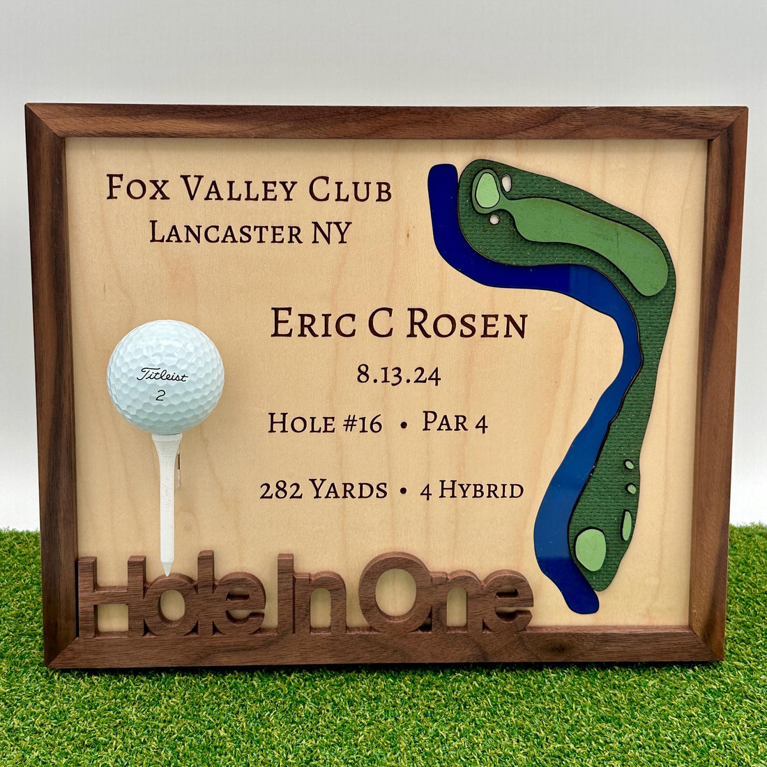 Personalized Hole In One Golf Wood Sign, Golf Course Map Art, Christmas Golf Gift