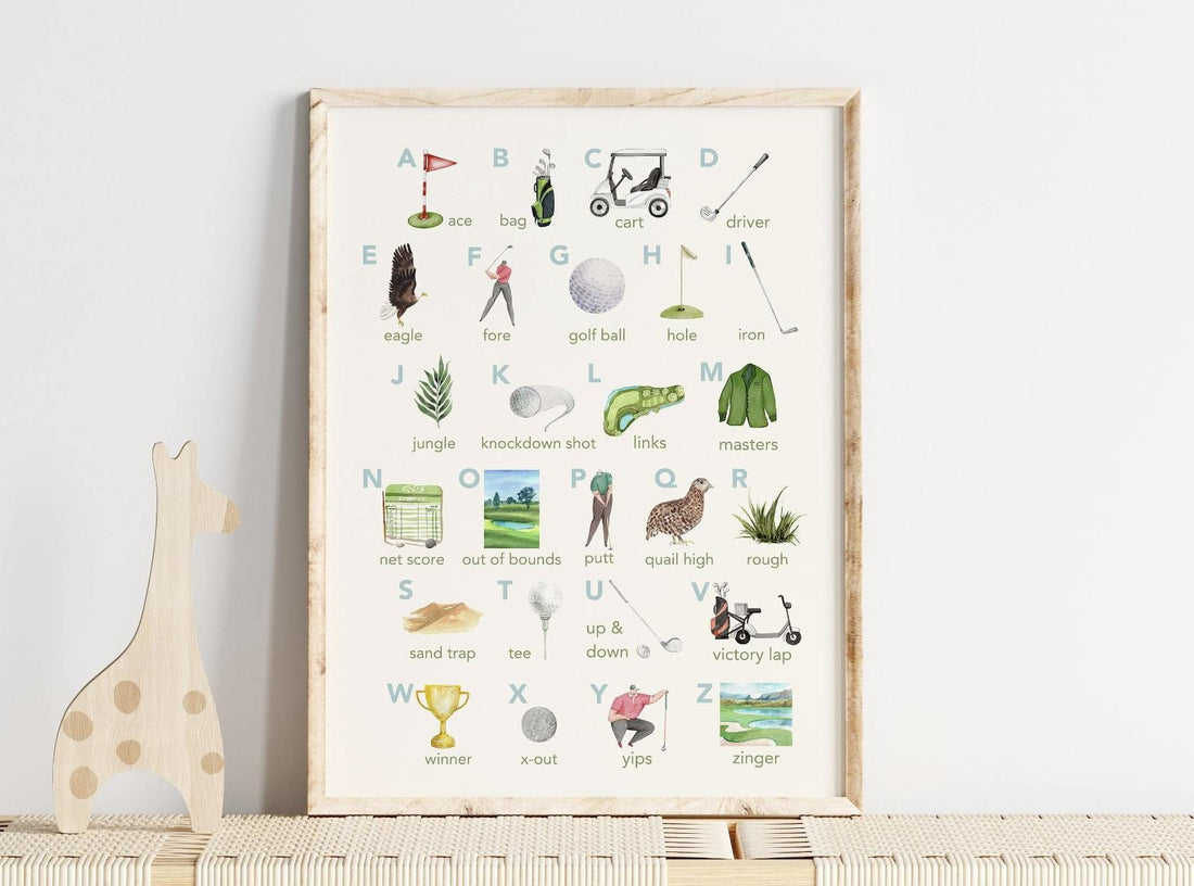 Alphabet Wall Art Golf Canvas, Gifts For Golf Lovers, Golf Decor