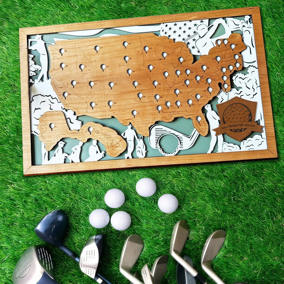 Handcrafted Custom Wood Golf Course Map, Golf Wall Art, Golf Wood Sign, Gifts For Golf Lovers