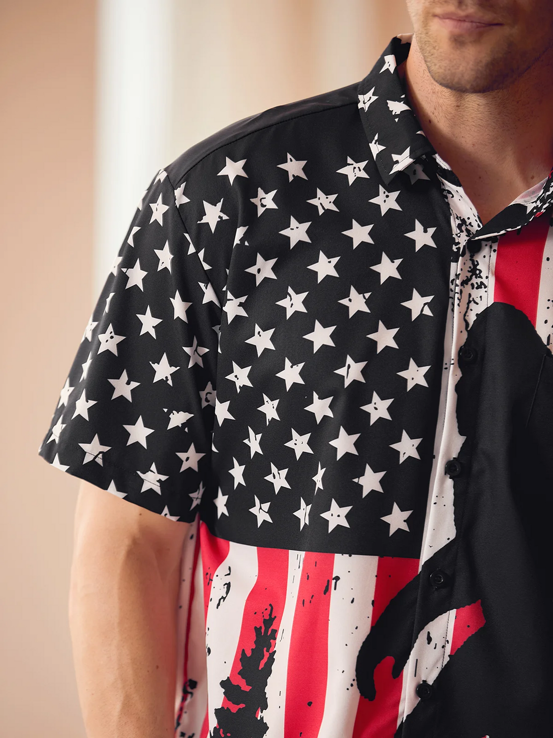 American Patriot Bigfoot US Flag Print Hawaiian Golf Shirt, 250th Anniversary Tropical Vibe Men's Golf Shirt