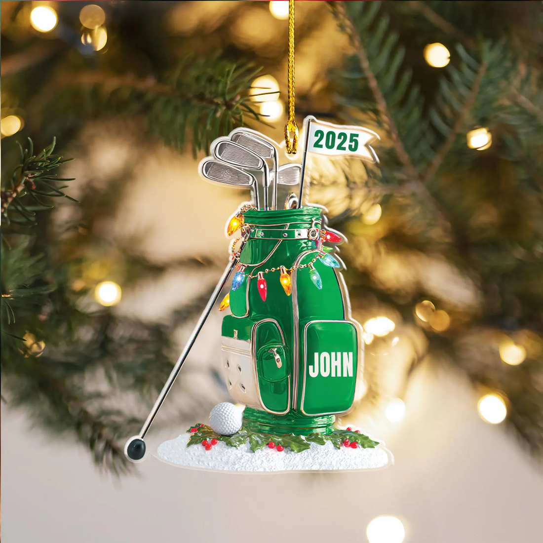 Golf Bag Christmas Ornament, Golf Keychain, Golf Accessories, Christmas Golf Gift, Gift For Golf Dad