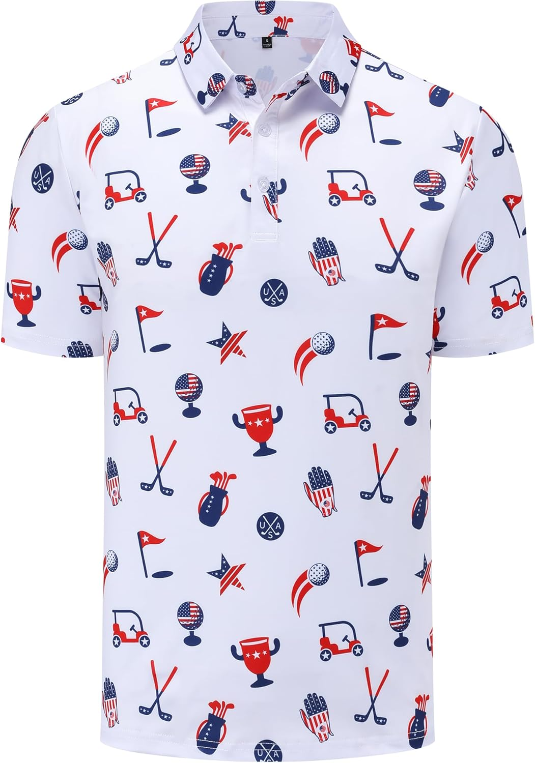 US Patriotic Pride American Flag Golf Polo Shirts, Golf Gift For Men, Golf Shirts For Men
