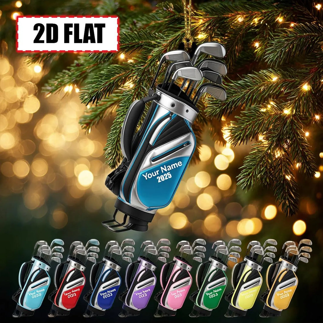 Personalized Golf Bag Ornament, Golf Christmas Ornament, Acrylic Ornament, Golf Lover Gift