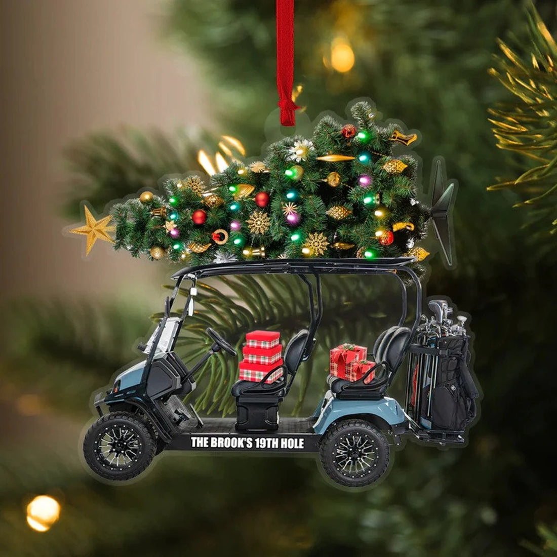 Custom Golf Cart Ornament, Golf Christmas Ornament, Acrylic Ornament, Golf Gift Idea, Golf Lover Gift