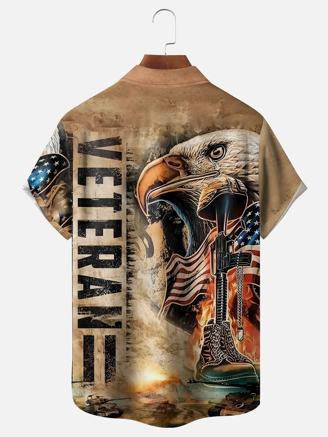 Memorial Day American Flag Veterans Eagle Hawaiian Golf Shirt, 250th Anniversary Tropical Vibe Men's Golf Shirt