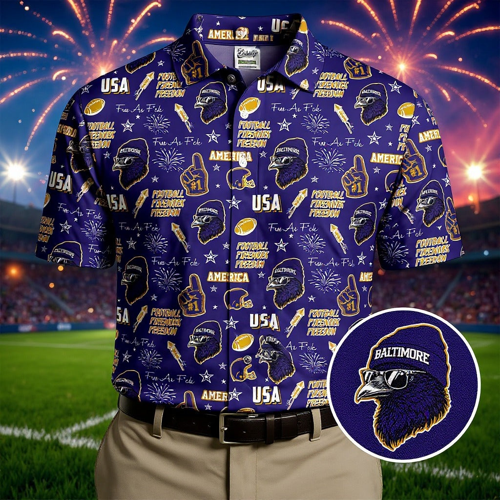 Purple Raven Metallic Gold With Purple Sport Polo, American Football League Gift Ideas For Football Fans