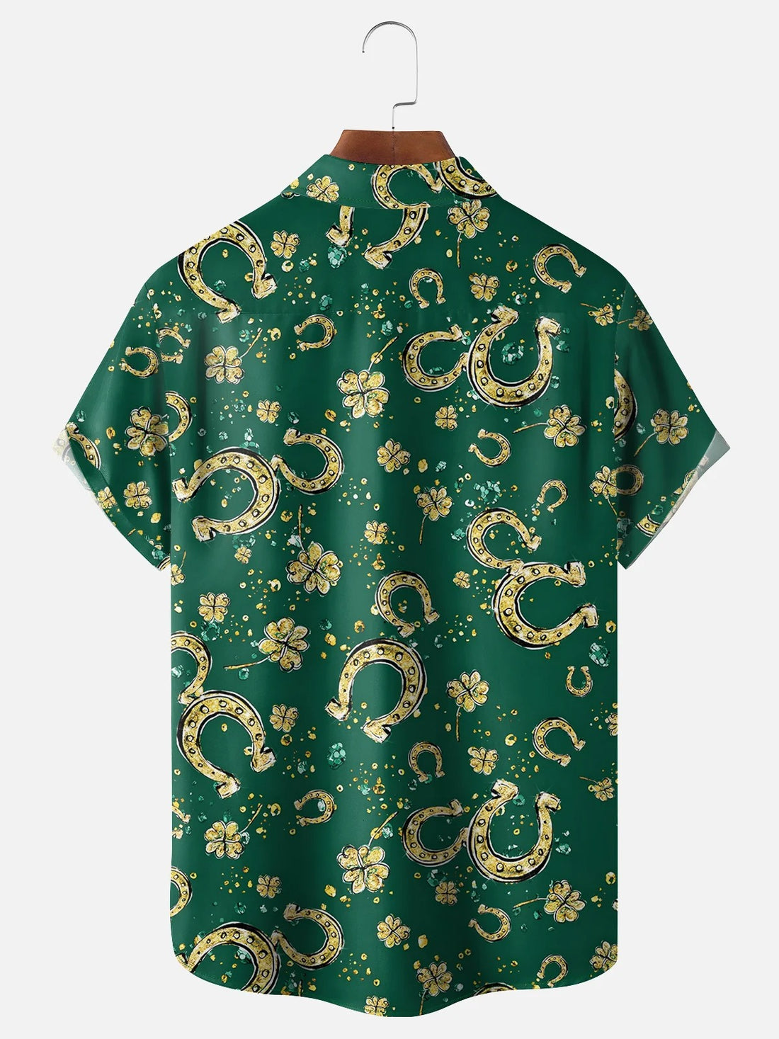 St Patricks Day Horseshoes Clover Hawaiian Golf Shirt, Tropical Vibe Men's Golf Shirt