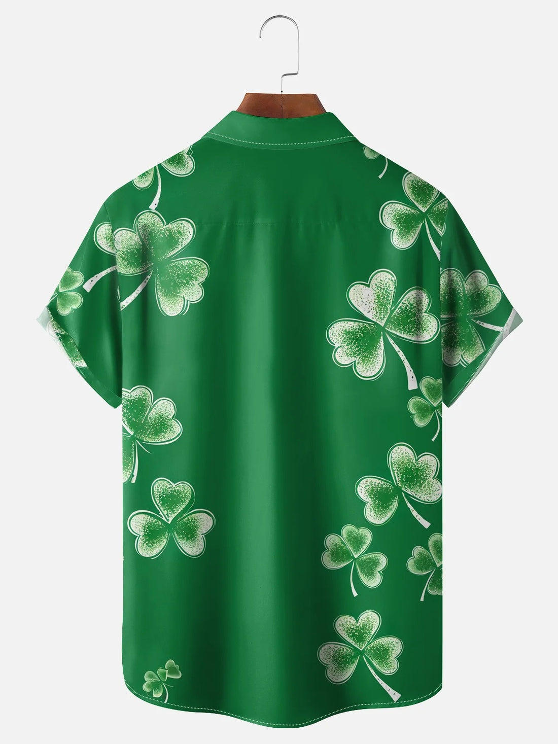 Green And White St. Patrick's Day Shamrock Hawaiian Golf Shirt, Tropical Vibe Men's Golf Shirt