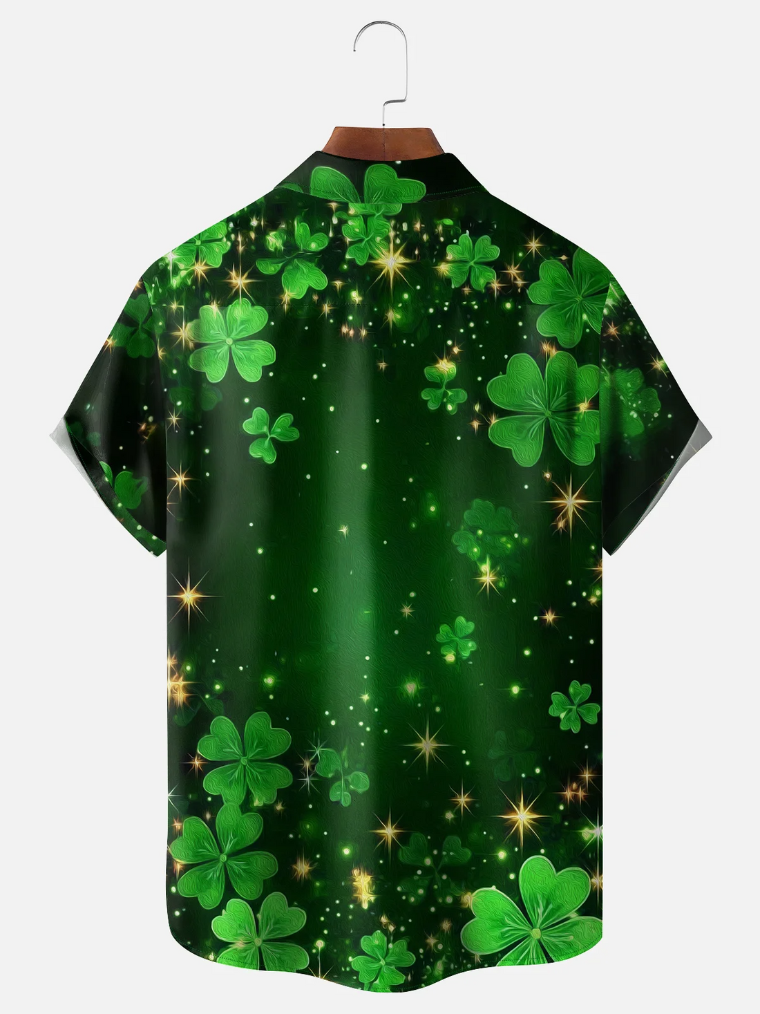 St. Patrick's Day Four Leaf Clover Green Art Hawaiian Golf Shirt, Tropical Vibe Men's Golf Shirt