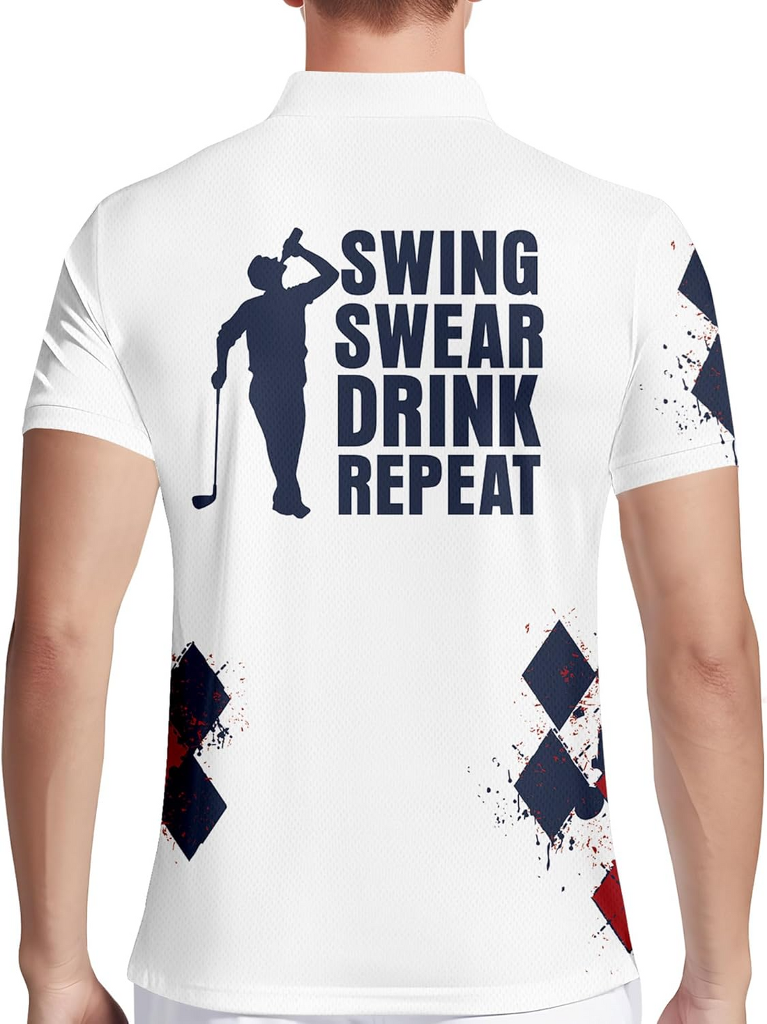 Swing Swear Drink Repeat Funny Golf Polo Shirts, Golf Gift For Men, Golf Shirts For Men