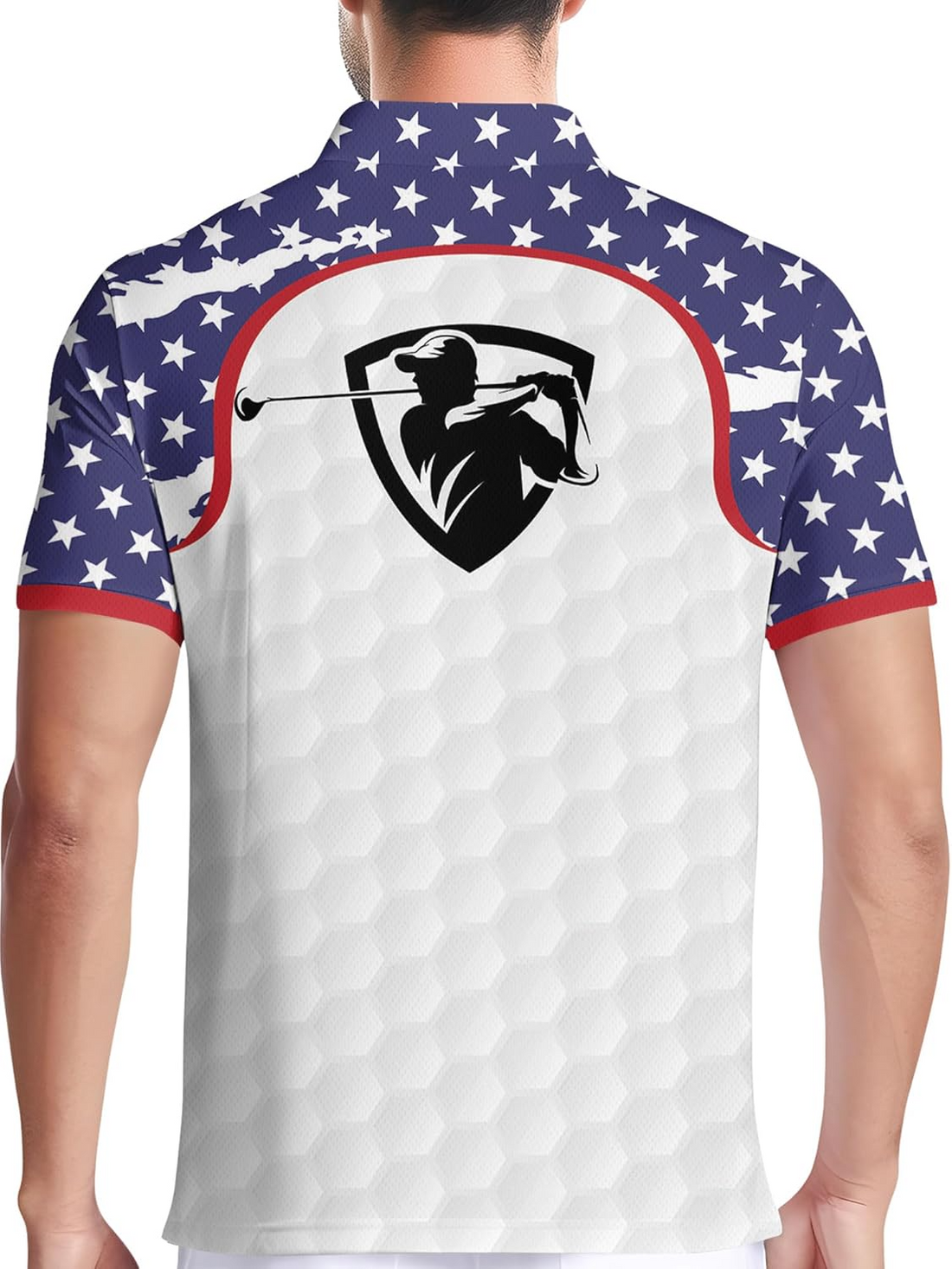 Red, White and Blue American Flag Patriotic Golf Polo Shirts, Golf Gift For Men, Golf Shirts For Men