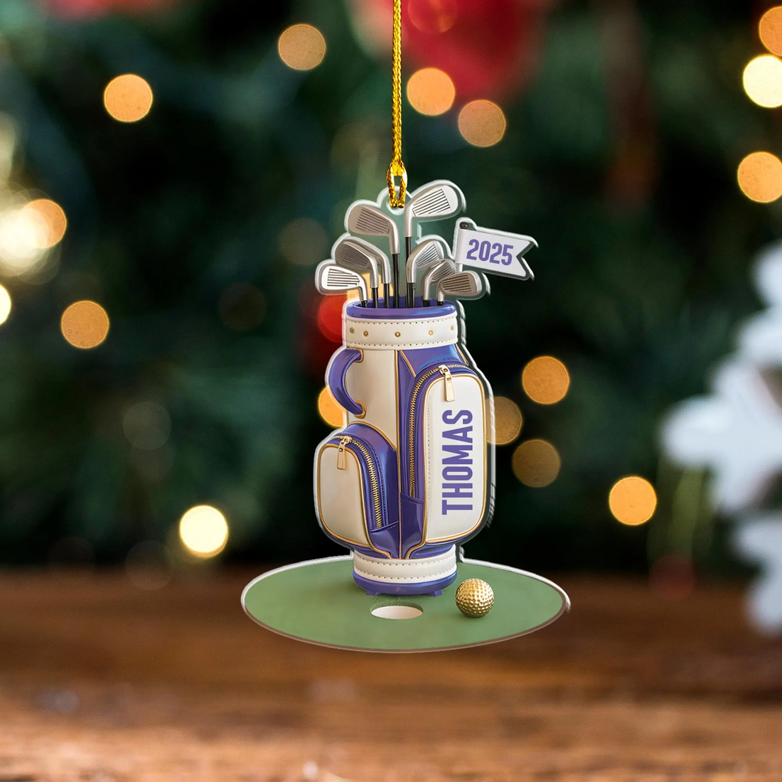 Custom Name Golf Backpack Christmas Acrylic Ornament, Golf Ornaments For Christmas Tree, Golf Lover Gift