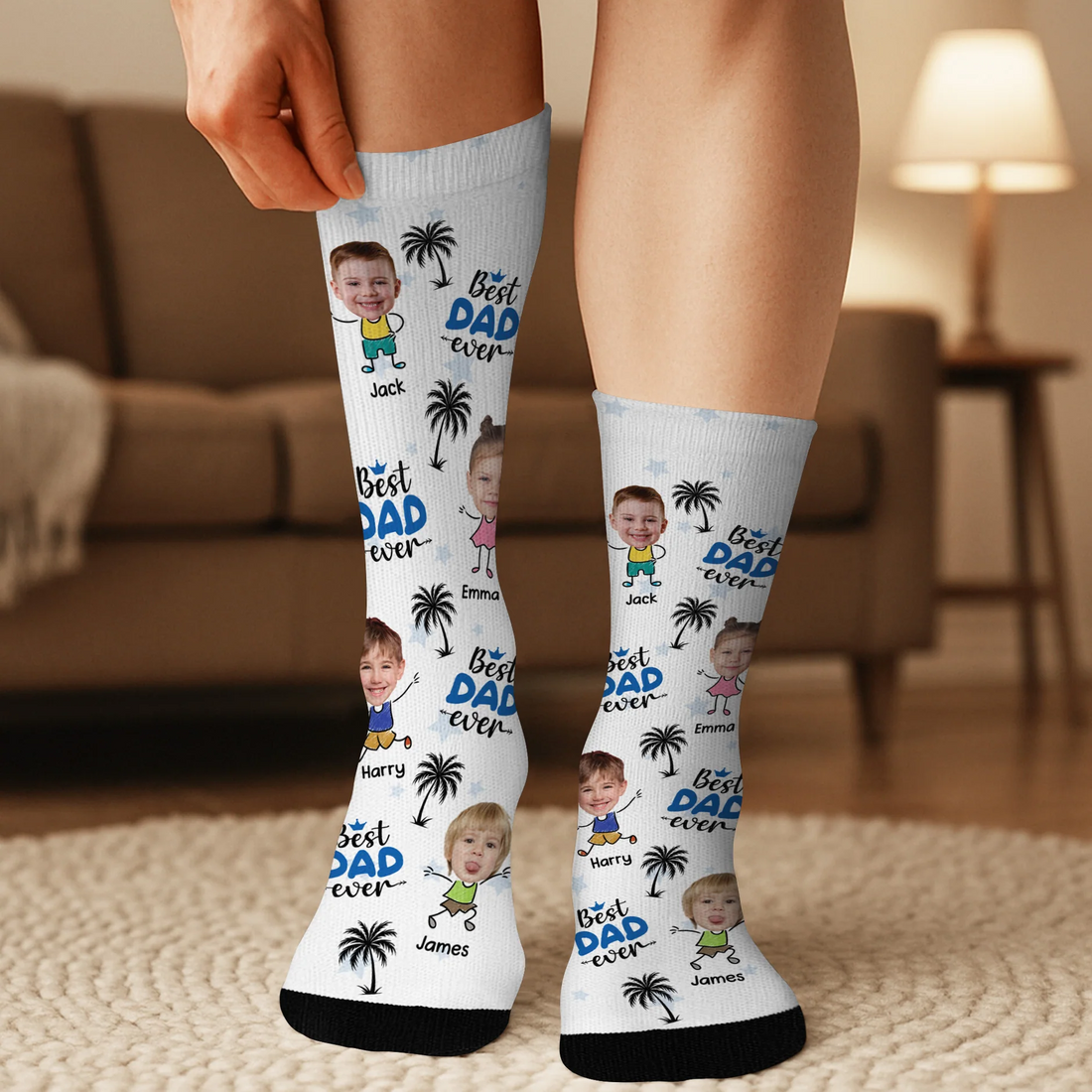 Best Mum Ever Custom Face Socks, Funny Golf Socks, Christmas Golf Gift, Family Portrait Golf Socks