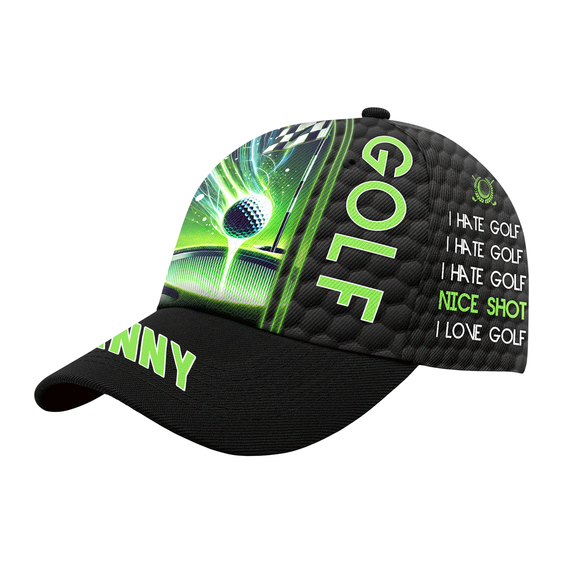 Glowing Golf Ball Personalized Golf Cap, Gift For Dad, Golf Gift For Men
