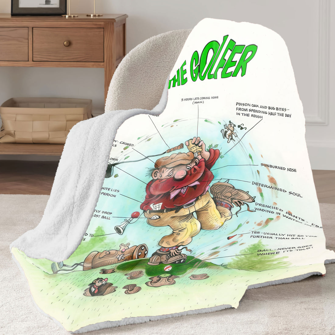 The Golfer Fleece Blanket, Golf Blanket, Gift For Golfers, Golf Gift Ideas