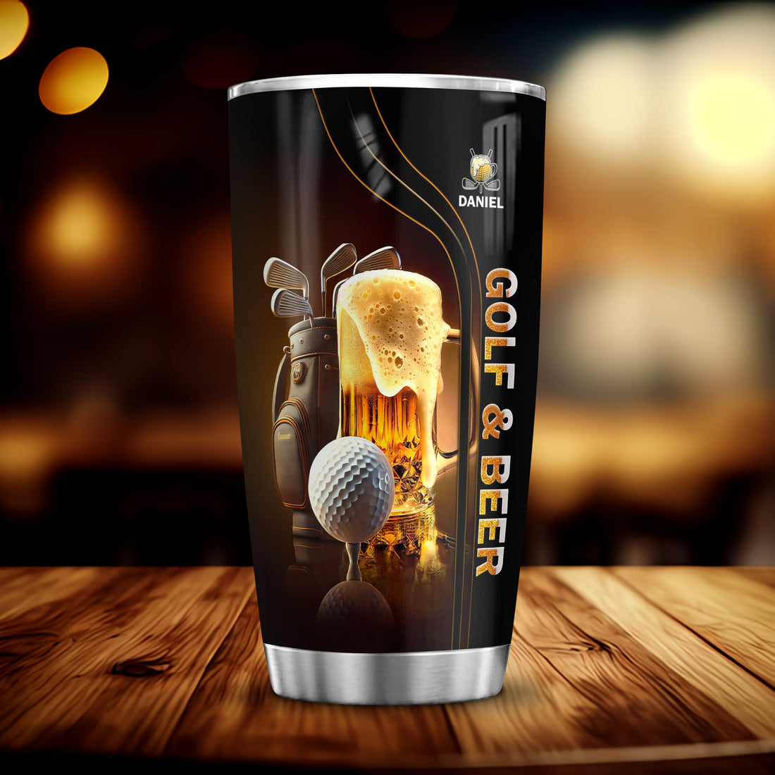 Golf And Beer Custom Stainless Steel Tumbler, 20oz Golf Tumbler, Gift For Golfers